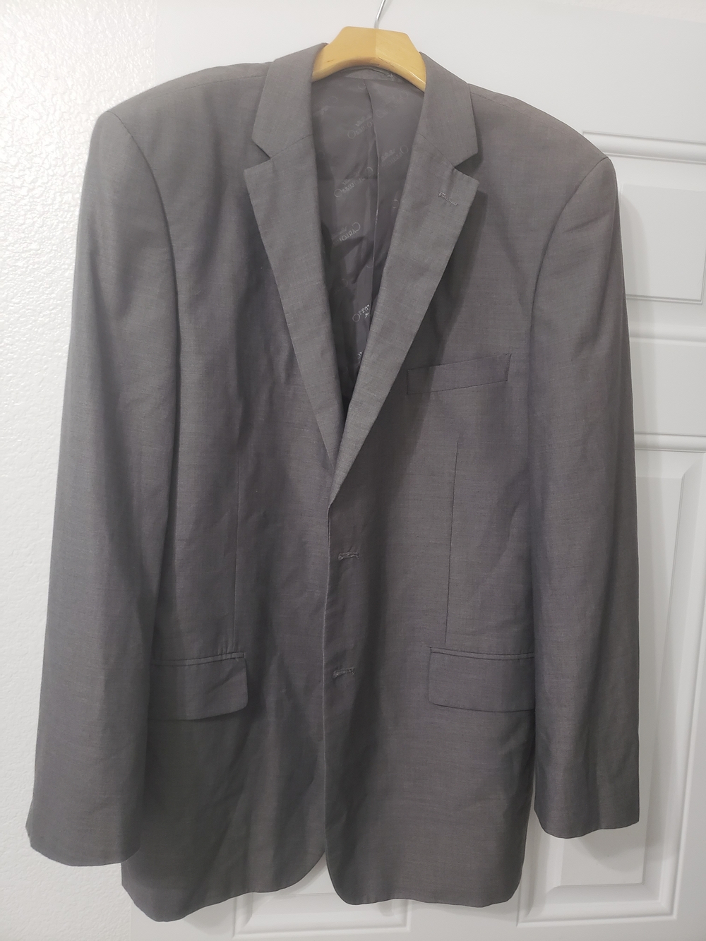 Carlo Lusso Gray Two Button Suit Blazer Jacket Mens Size 46R Regular Fit